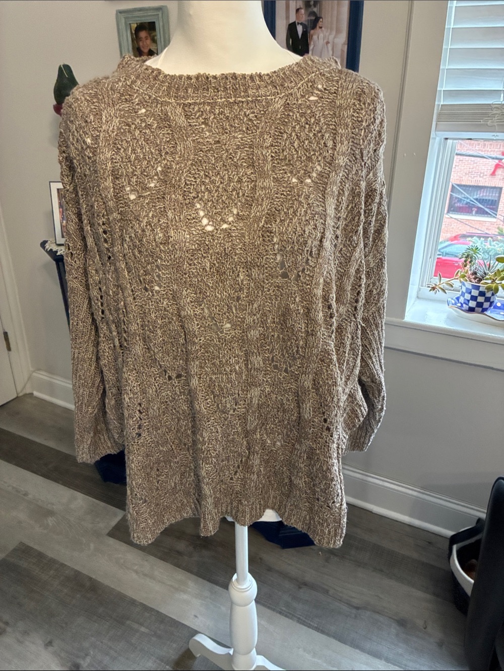 Cozy Chunky Knit Sweater in Marled Taupe